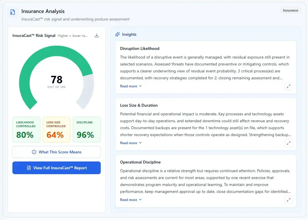 Plan & Recover — risk & business continuity website screen