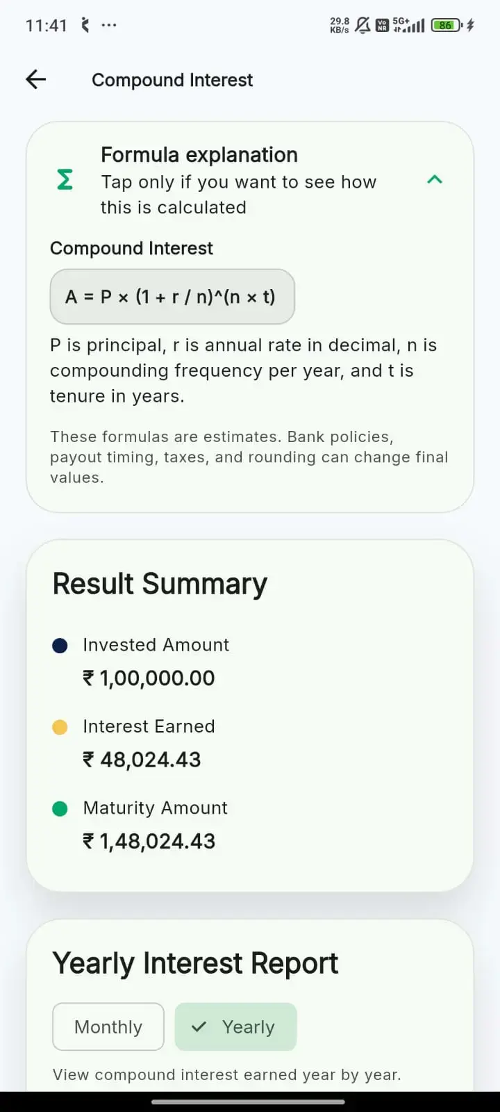 Smart Finance Toolkit — Flutter finance calculators app screen