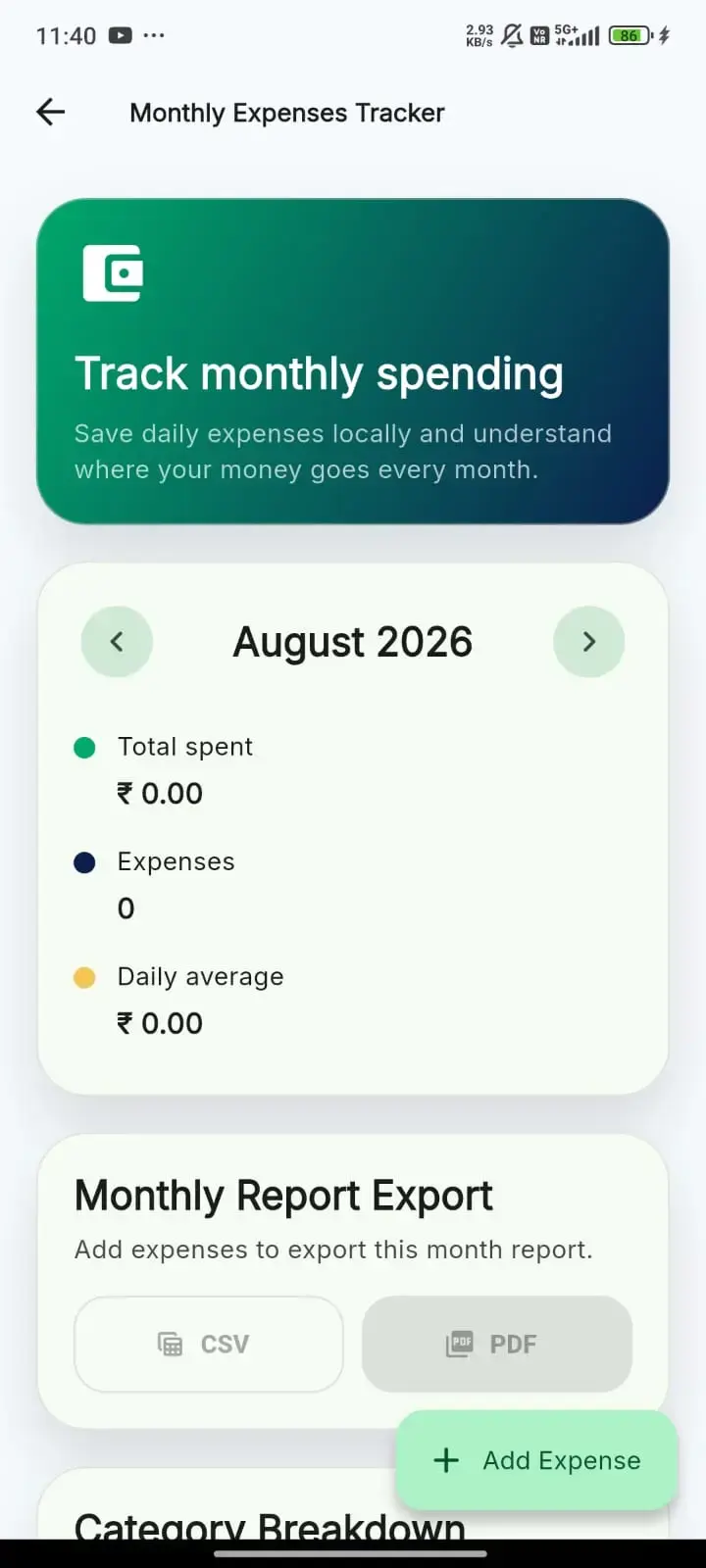 Smart Finance Toolkit — Flutter finance calculators app screen