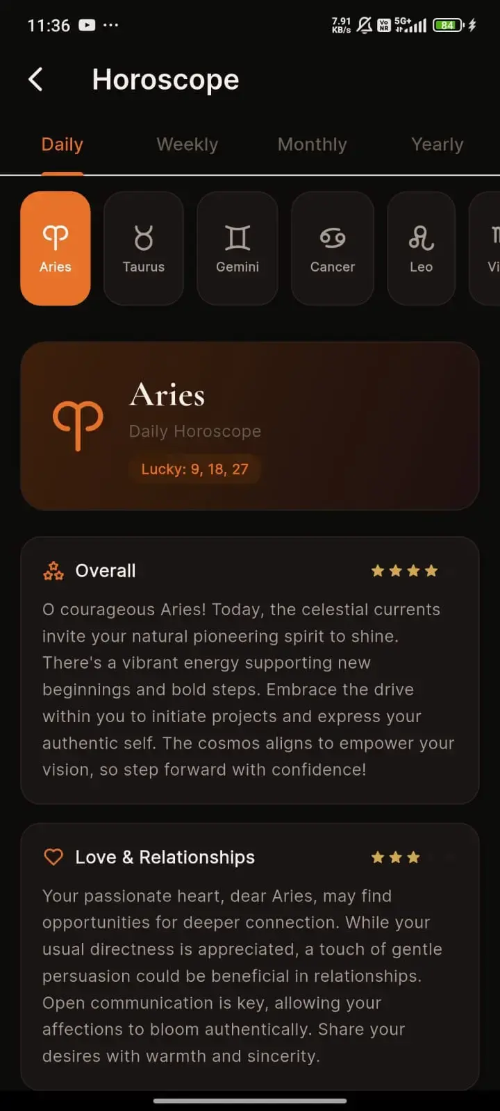SarvamAstro — Vedic astrology platform app screen