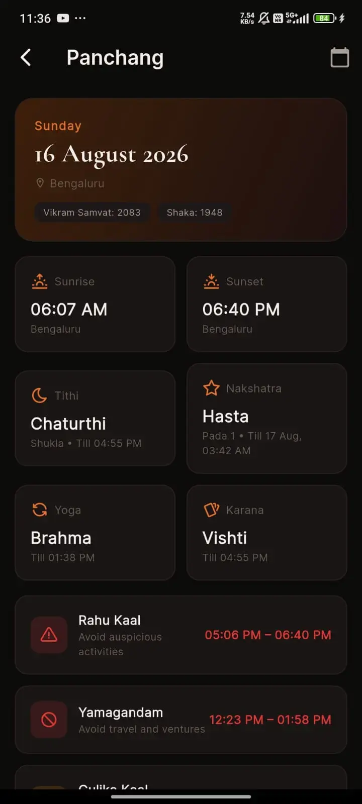 SarvamAstro — Vedic astrology platform app screen